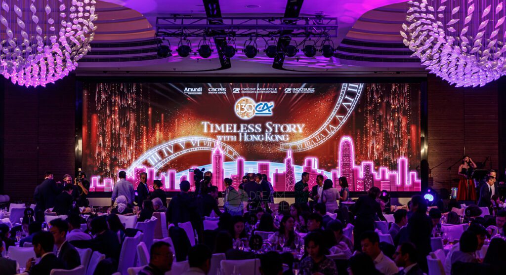 Crédit Agricole Corporate & Investment Bank 130th Anniversary Staff Party, Dream Catcher Communications, event management in Hong Kong, event, Hong Kong event productions, event productions, stage design, exhibition design